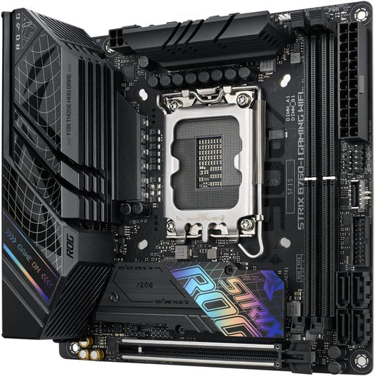 ASUS ROG Strix B760-I Gaming WiFi Carte mère Intel (13e et 12e générations) LGA 1700 Mini-ITX- 8 + 1 Niveaux d'alimentation -DDR5- PCIe 5.0 -2 x M.2 -WiFi 6E -USB