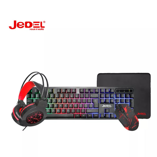 Combo Jedel CP-01 4-en-1 RGB LED Clavier Casque Souris et Tapis de Jeu USB Filaire