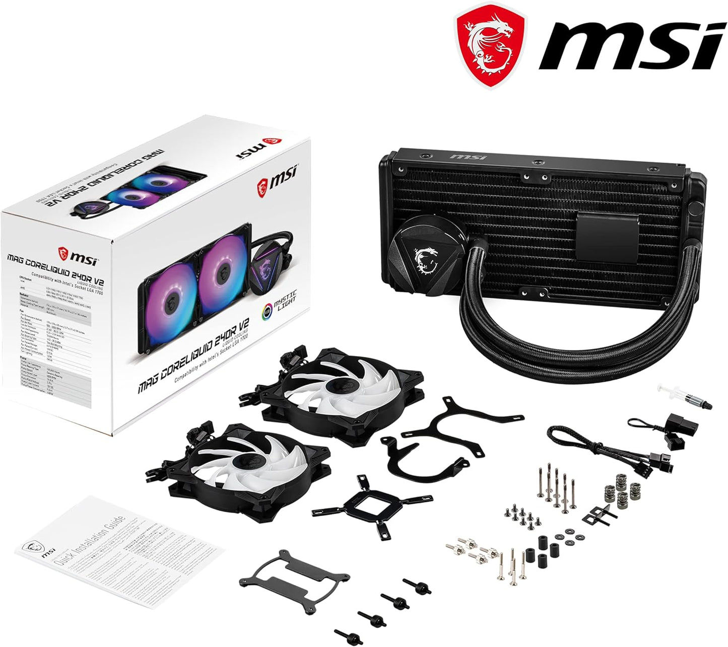 MSI MAG CORELIQUID 240R V2 240mm AIO Watecooling Dual 120mm ARGB PWM Fans