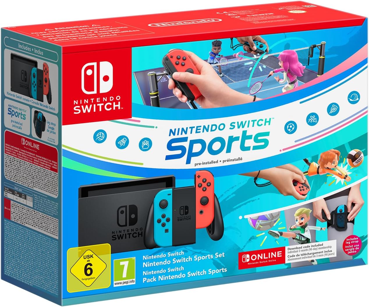 Pack Console Nintendo Switch Sports Bleu Néon & Rouge Néon