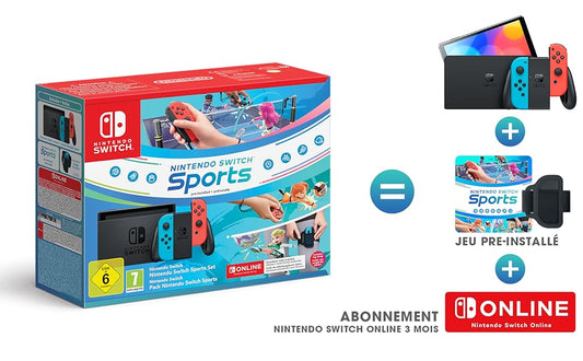 Pack Console Nintendo Switch Sports Bleu Néon & Rouge Néon